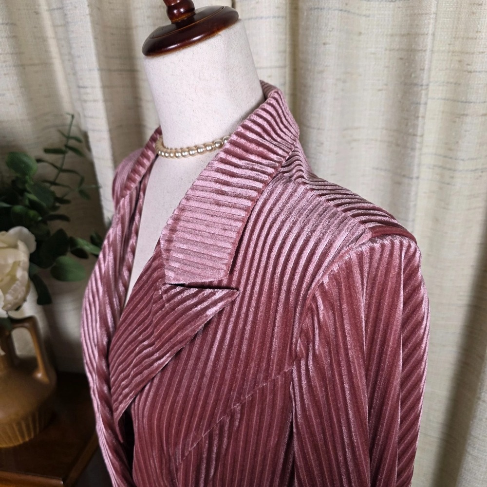 Light Pink Velvet Blazer Boho Romantic Coquette Fairy Size Large - Picture 3 of 16